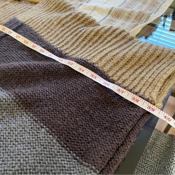 Wooden Ships Black Brown Color Block Mohair Wool Blend Open Front Knit Sweater - Picture 11 of 12